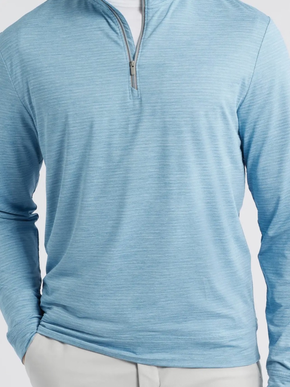 johnnie-O Light Blue Heathered Natural Performance Quarter-Zip Pullover large